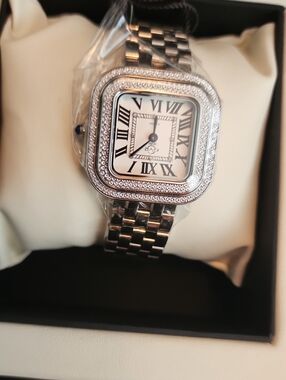Gevril Bellagio Silver Square Diamond Accent Women's Bracelet Watch